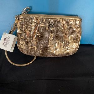 Coach gold sequin small wristlet